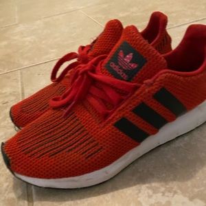 Boys red & black adidas tennis shoes